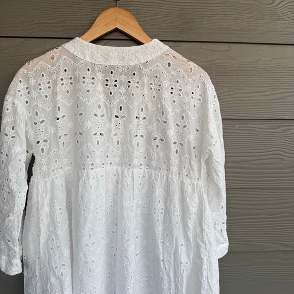 Zara open work embroidered eyelet white dress - Picture 7 of 7